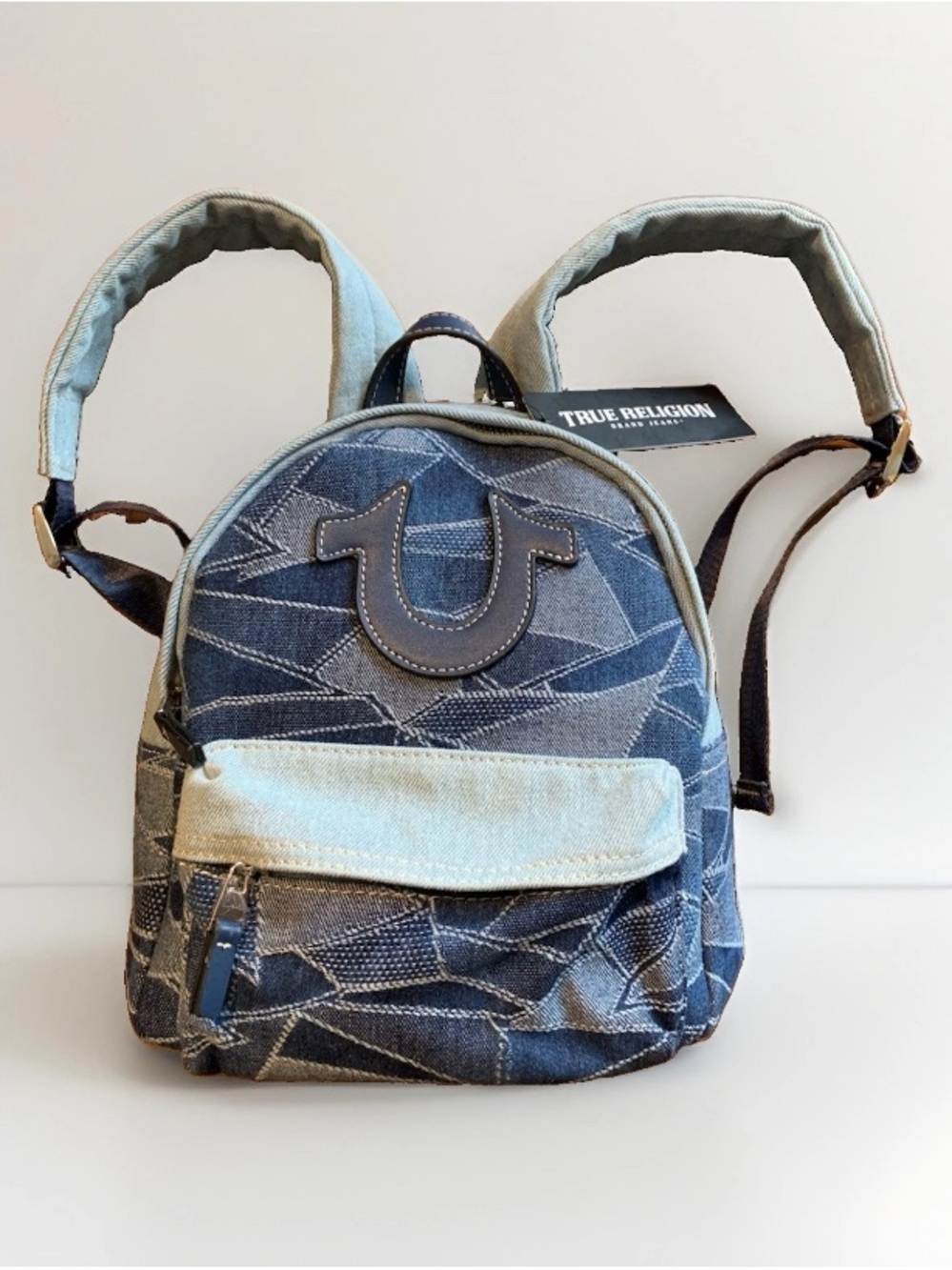 True Religion $120 NWT Backpack Patchwork Retro Blue Denim Y2K Streetwear